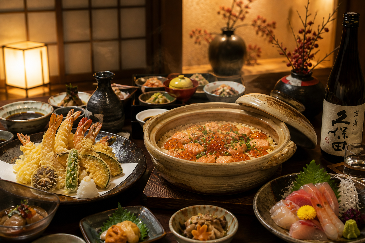 冬の宴会は千葉駅前の個室で！豪華な土鍋飯と天ぷらを楽しむ贅沢コース