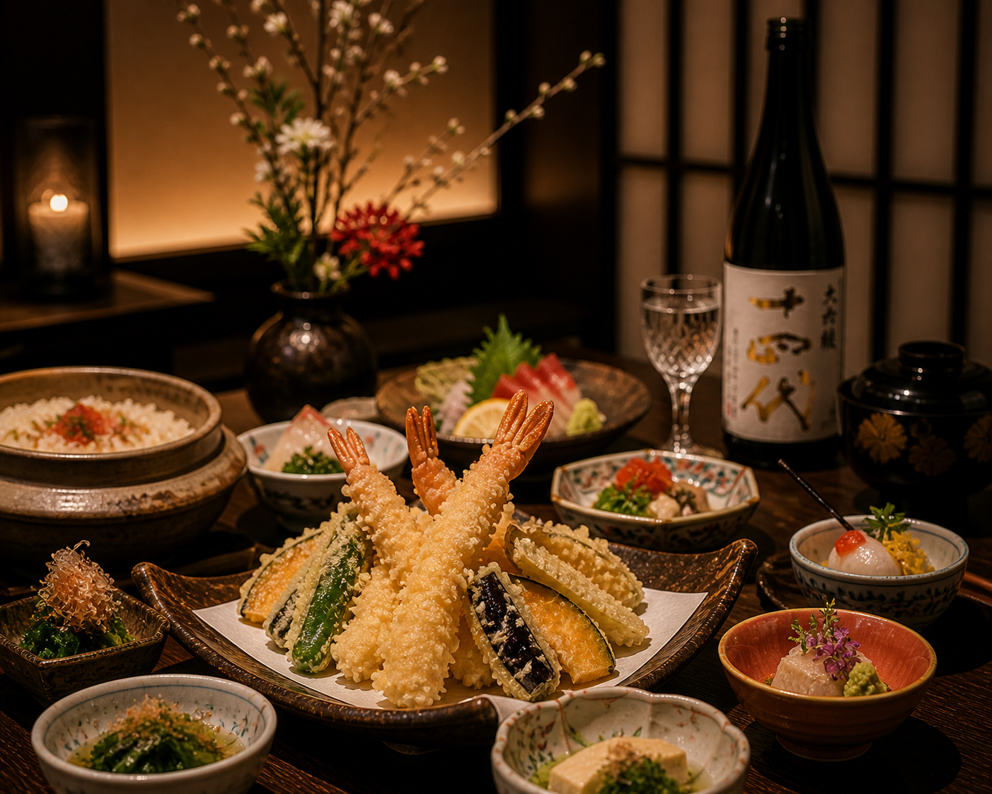 新春の広島で堪能。全席個室で味わう揚げたて創作天ぷらと京風おばんざい