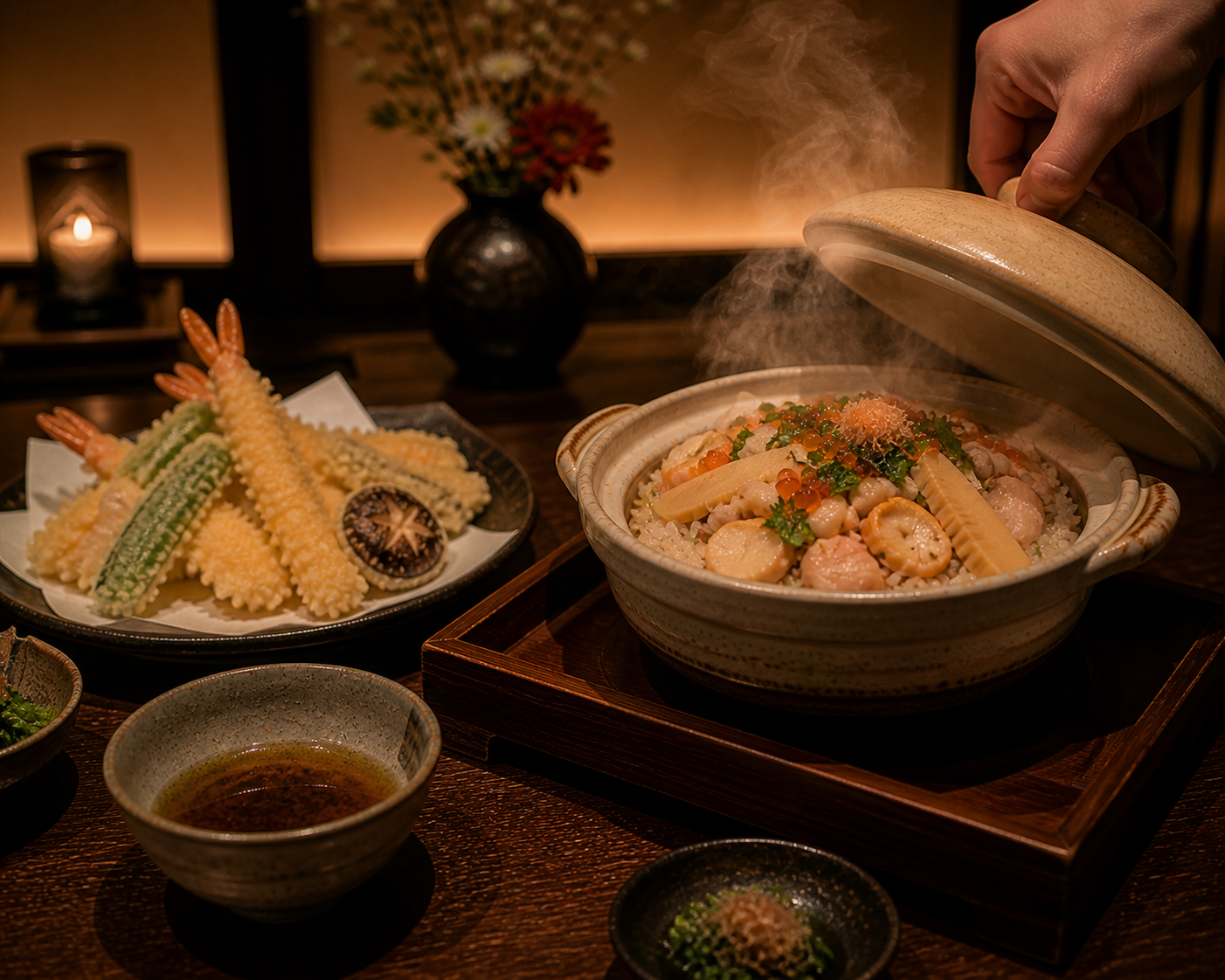 春待つ広島で美食を堪能。個室で楽しむ揚げたて天ぷらと旬の土鍋ごはん